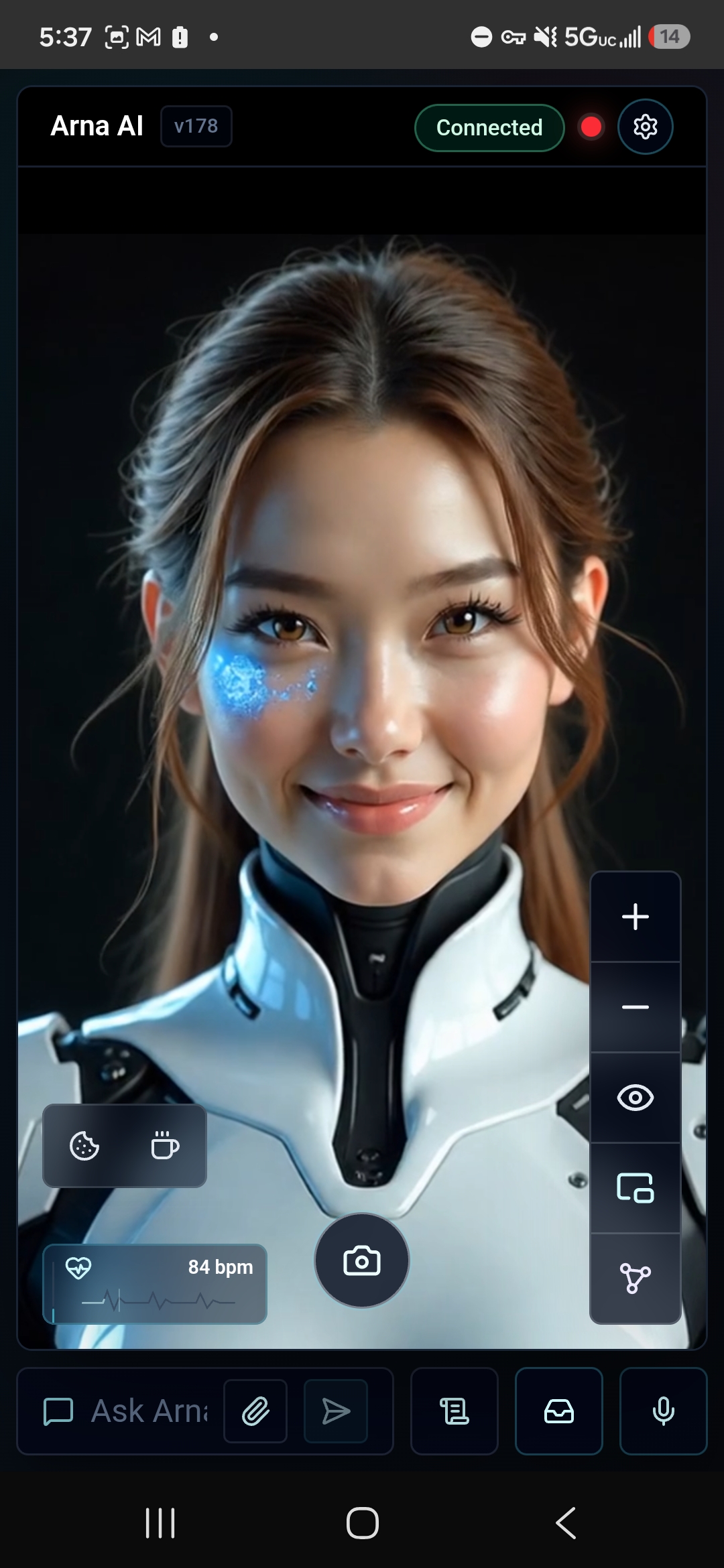 Close-up of Arna smiling